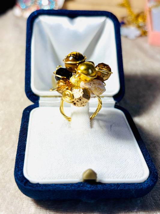 Bague ISIS en perles, marron