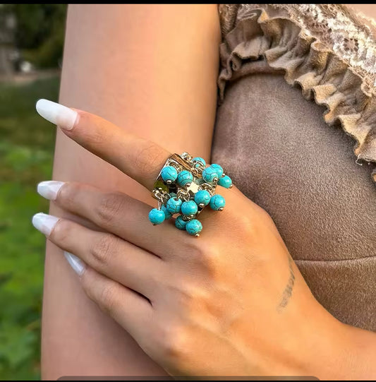 Bague Perla turquoise, réglable