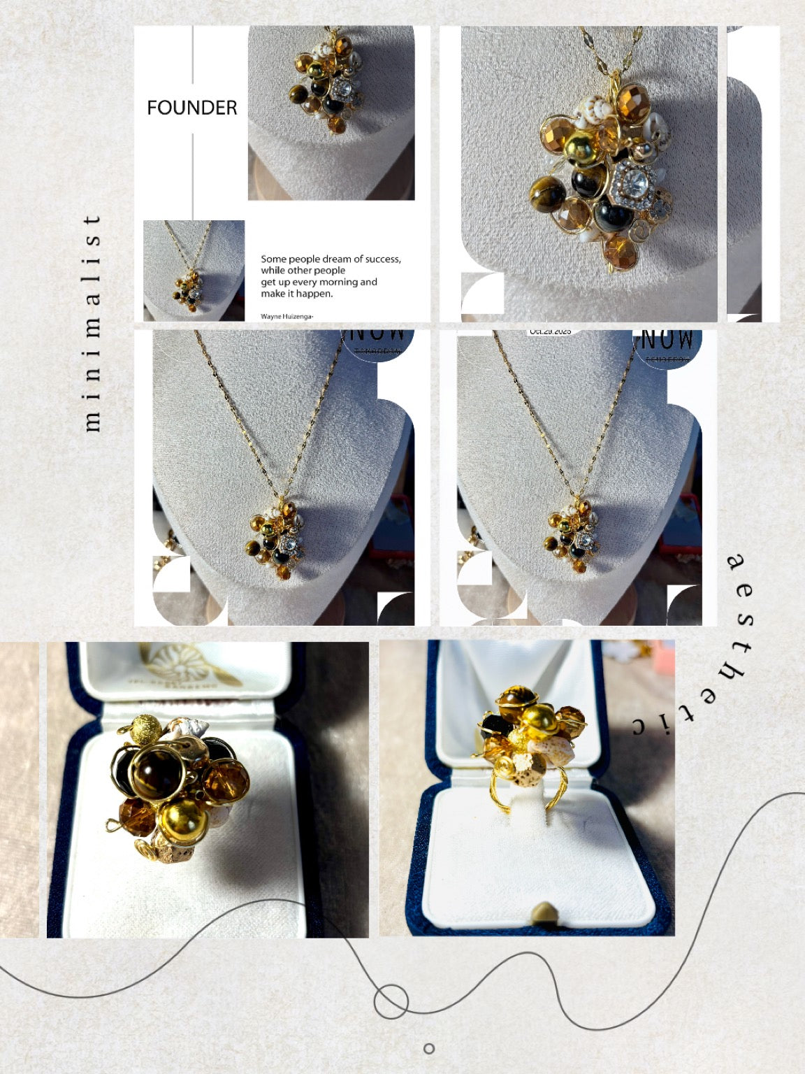 Bague ISIS en perles, marron