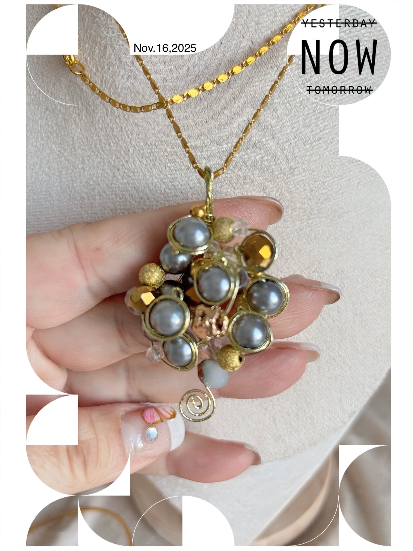 Sautoir Storia perles grises