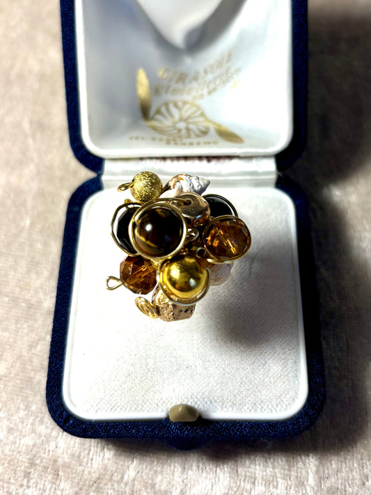 Bague ISIS en perles, marron