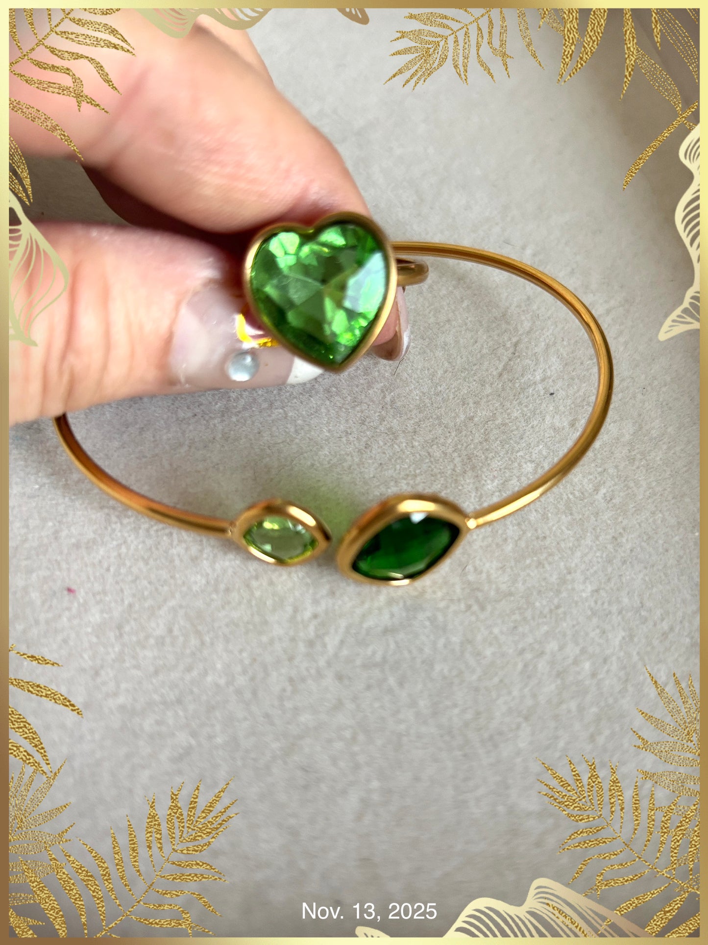 Parure Cylia bague et bracelet vert