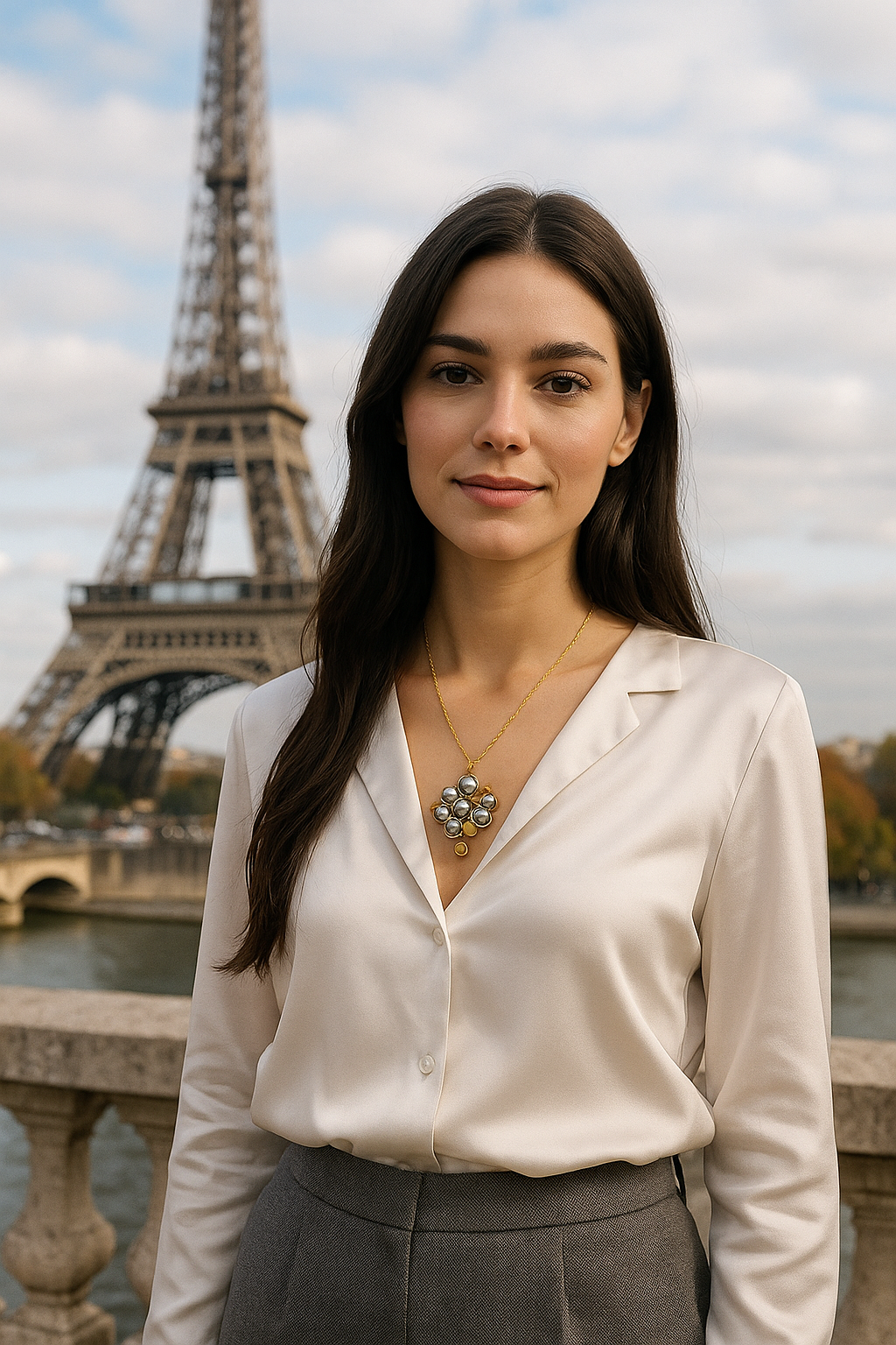 Sautoir Storia perles grises