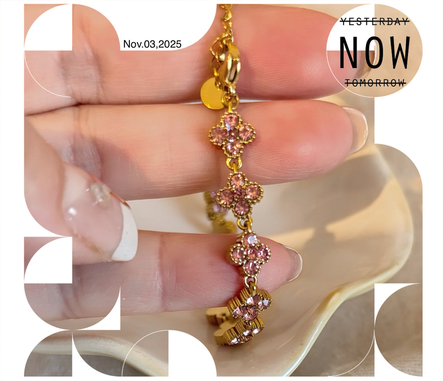 Collier SILOE en strass ROSE