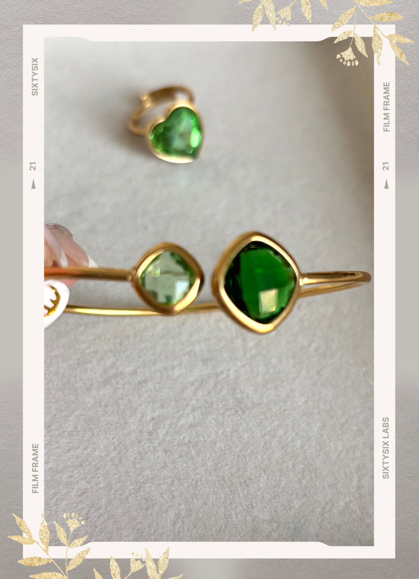 Parure Cylia bague et bracelet vert