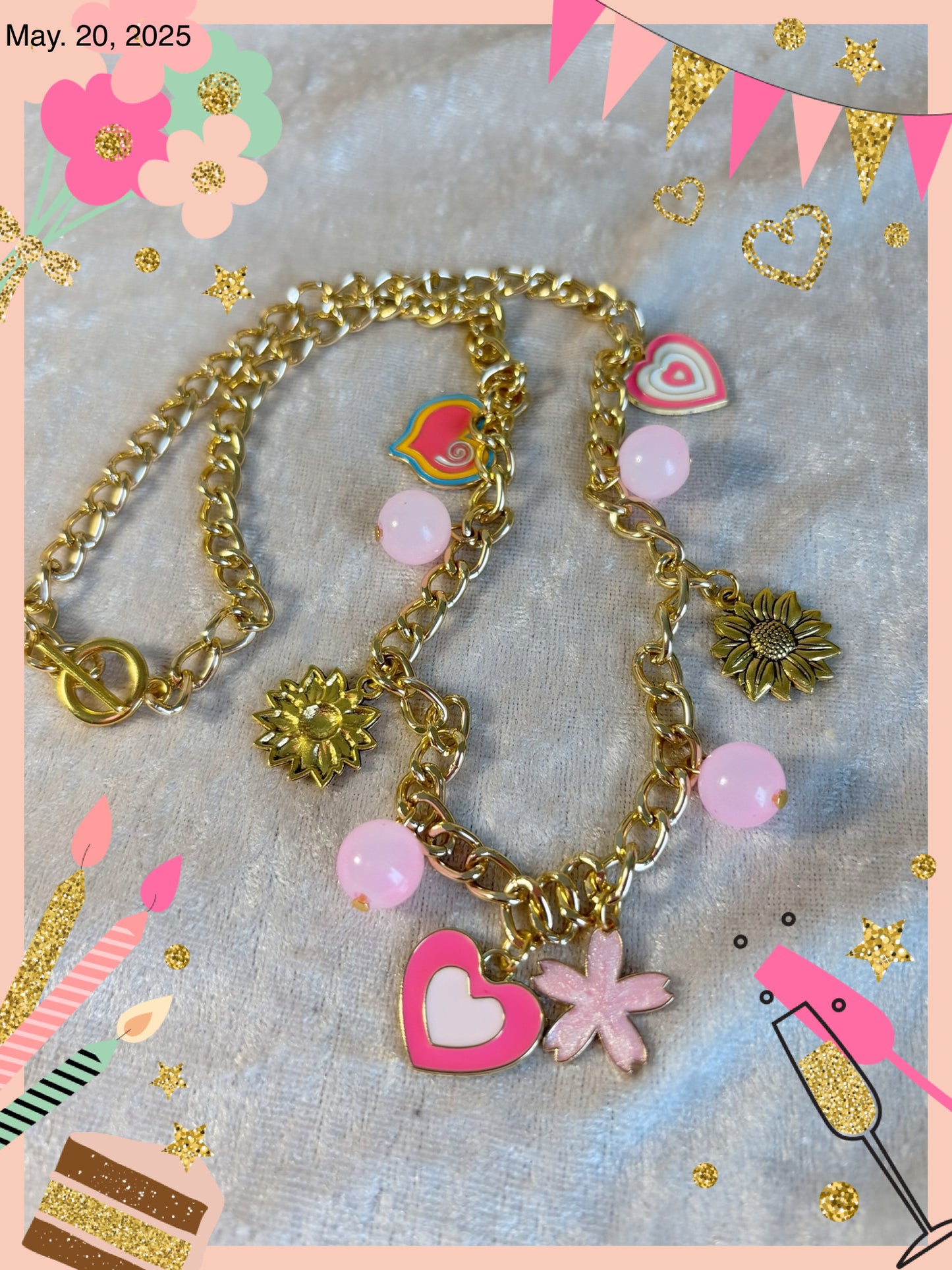 Collier breloques LA VIE EN ROSE
