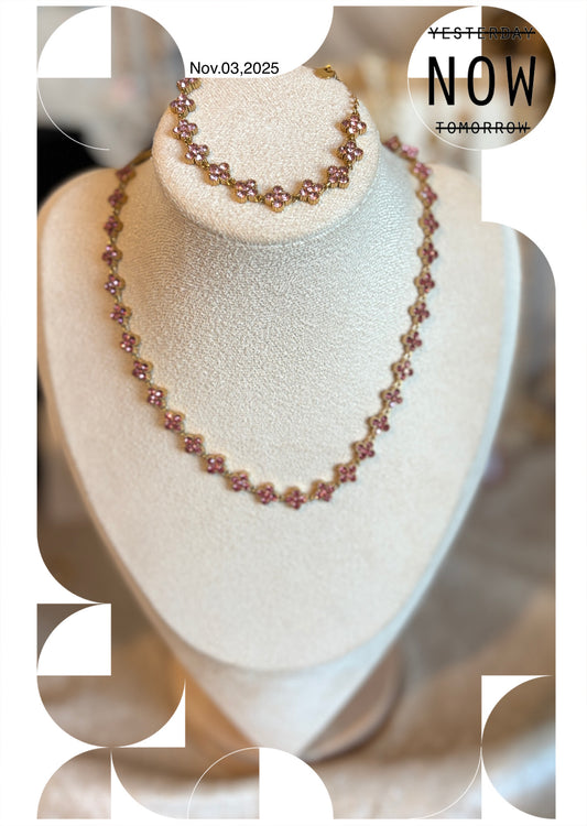 Collier SILOE en strass ROSE