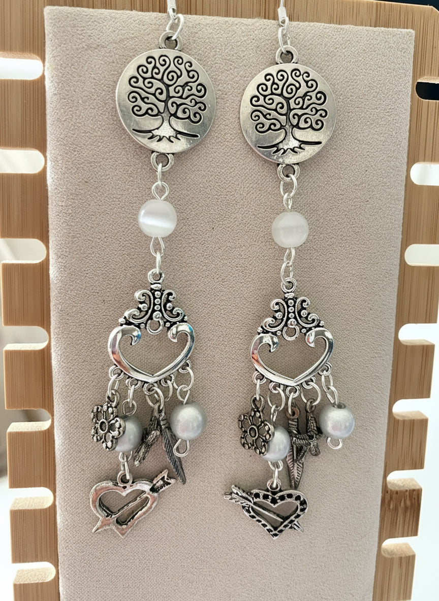 Boucles d’oreilles argentées CLIP Arbre de vie