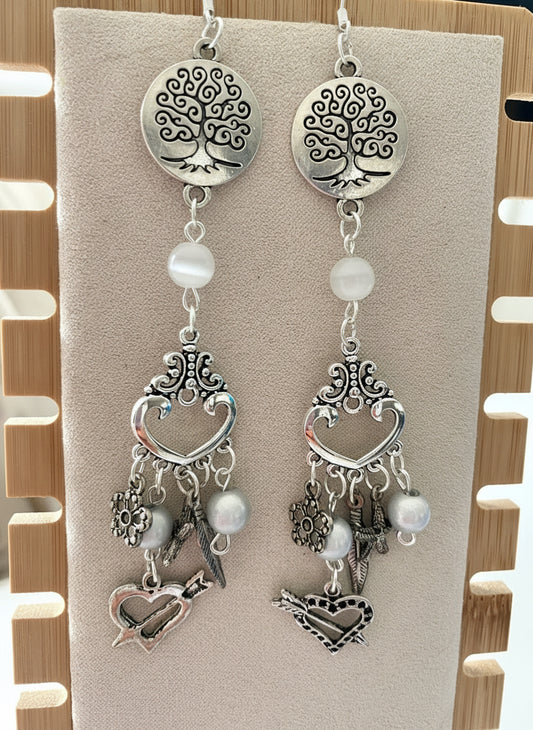 Boucles d’oreilles argentées CLIP Arbre de vie