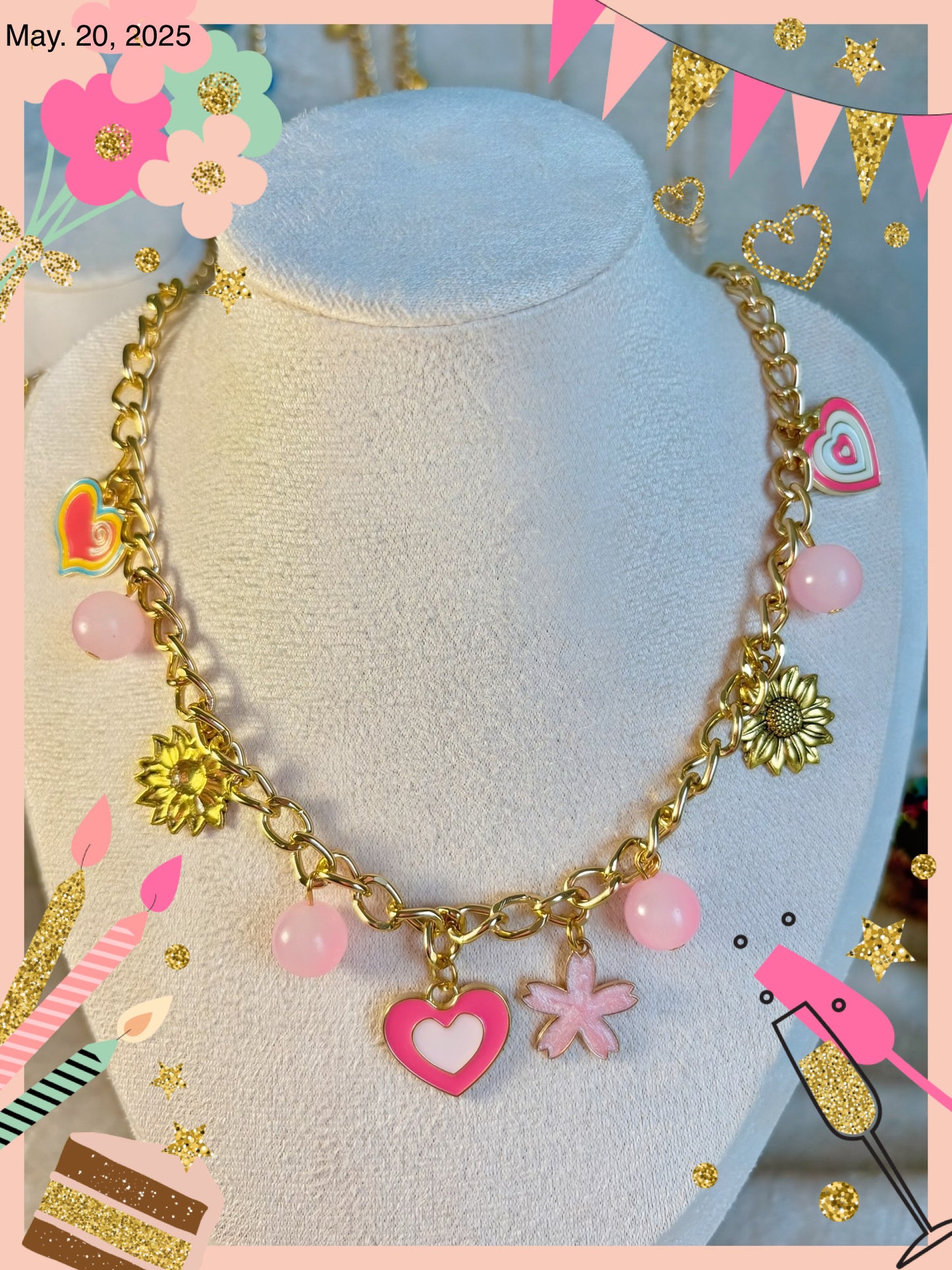 Collier breloques LA VIE EN ROSE